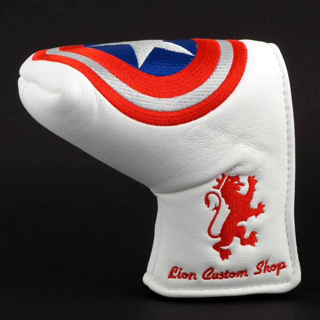American Shield Blade Putter Head cover, White