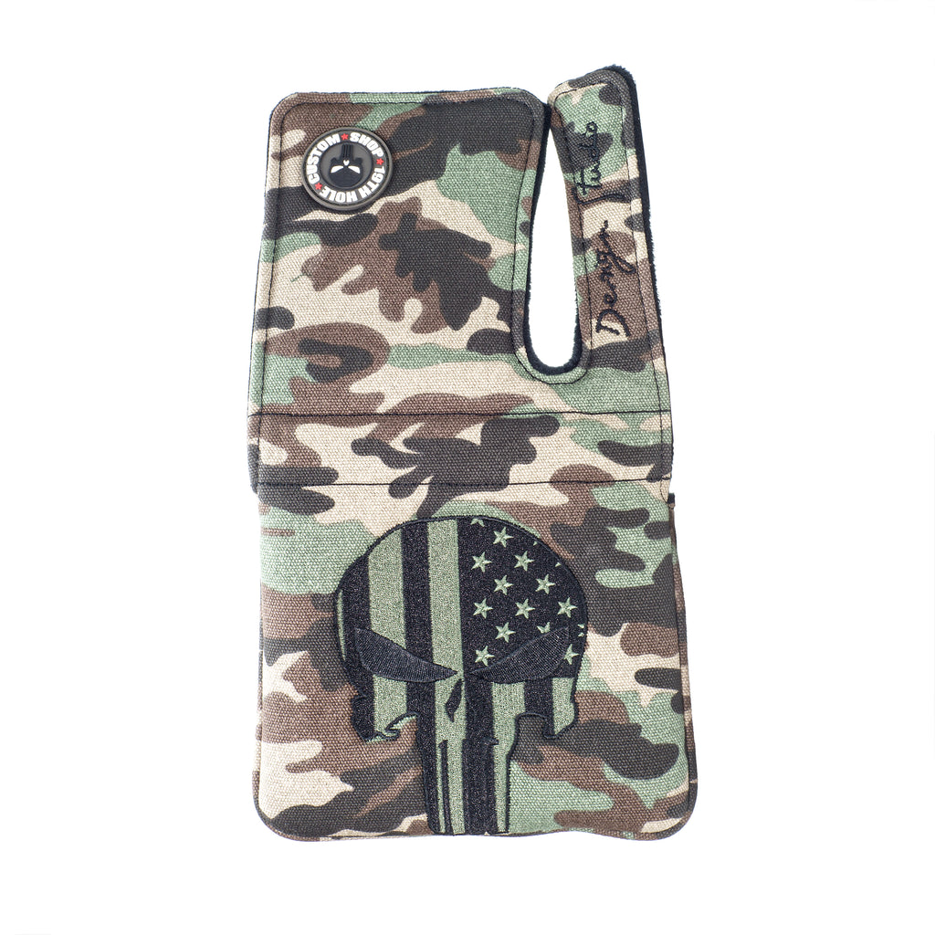 US Flag Punisher Skull High-MOI Mallet Putter Magnetic Headcover, RH, Camouflage Canvas