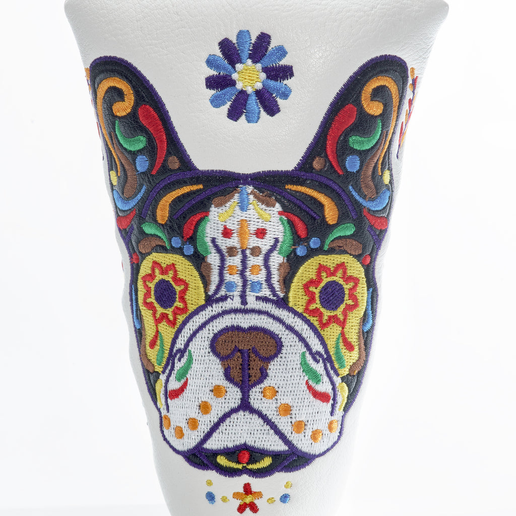 French Bulldog Sugar Skull Ping Blade Mid Mallet Putter Head cover | 19thHoleCustomShop
