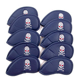 10 pc/Set PU Skull Golf Iron Club Head cover, Blue