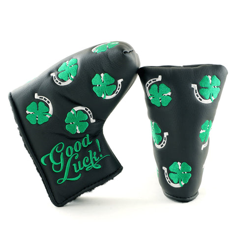 Black Clover & Horseshoe Blade & Mid Mallet Putter Head Cover | 19th Hole Custom Shop