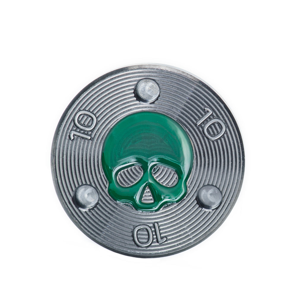 2 of Green Skull TaylorMade TP Putter weights | 19th Hole Custom Shop