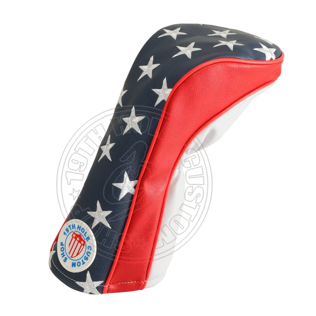 US Flag Stars and Stripes Driver Head cover, Blue/Red/White