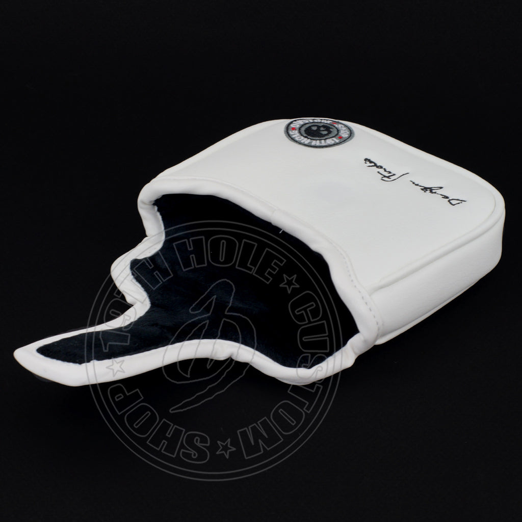 White Skull & Roses Magnetic Mallet Putter Head cover | 19th Hole Custom Shop