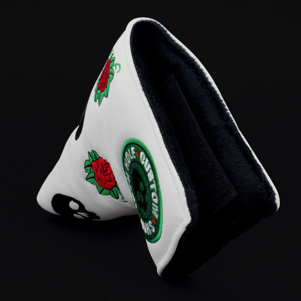 White Skull and Roses TaylorMade Blade & Mid Mallet Putter head Cover | 19th Hole Custom Shop