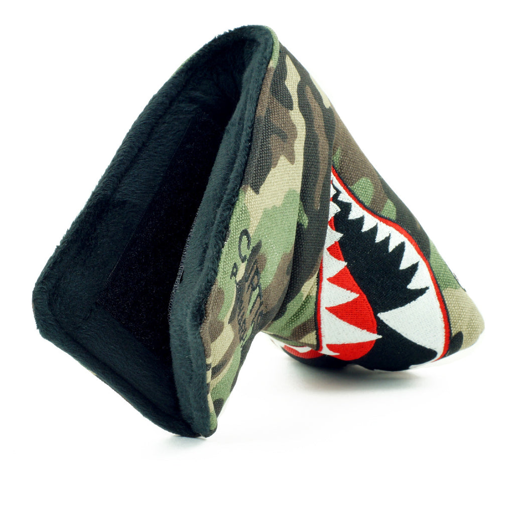 Camouflage Canvas Fighter Plane Magnetic Blade & Mid Mallet Putter Head Cover | 19th Hole Custom Shop
