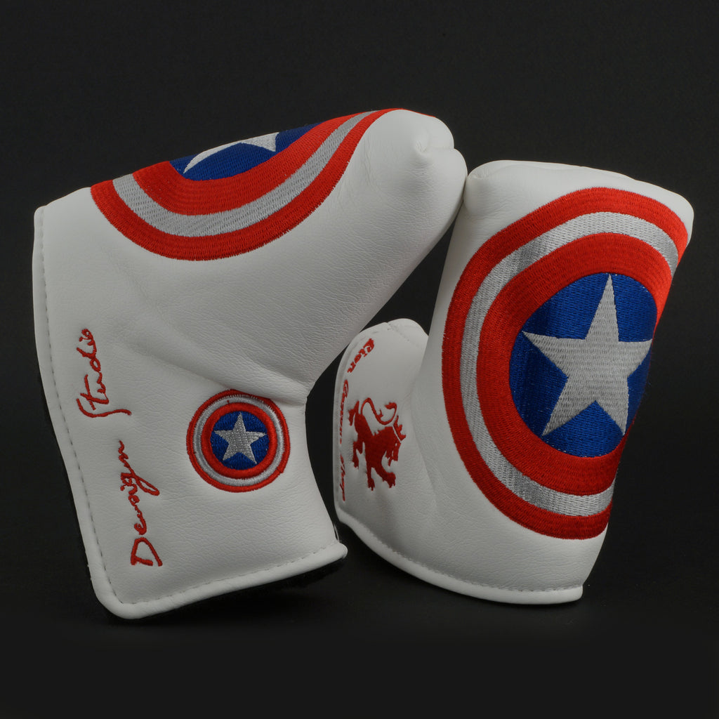 American Shield Blade Putter Head cover, White
