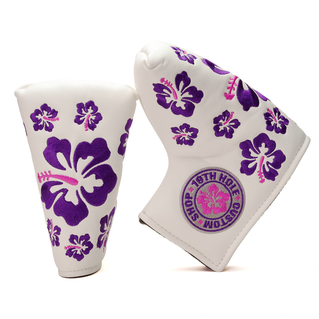 Purple Hibiscus Blade Mid Mallet Putter Head Cover | 19th Hole Custom Shop