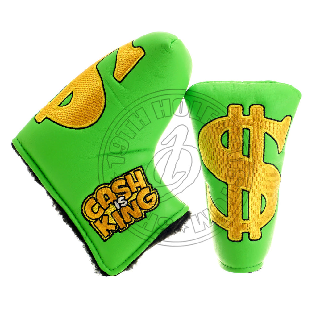 Green Cash is King Blade & Mid Mallet Putter Head Cover | 19th Hole Custom Shop