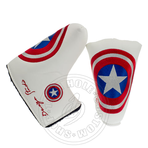 White Captain America Headcover for Blade and Mid Mallet Putter | 19th Hole Custom Shop