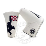 White Dancing Monkey Blade & Mid Mallet Putter Head cover | 19th Hole Custom Shop