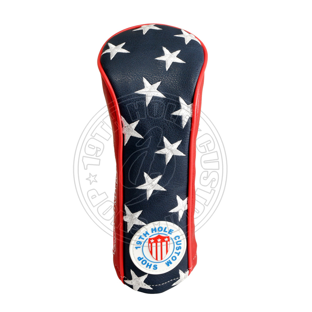 US Flag Stars and Stripes Fairway Metal Woods Head Cover, Blue/Red/White