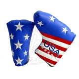 Blue US Flag Stars & Stripes Blade Mid Mallet Putter Head Cover | 19th Hole Custom Shop