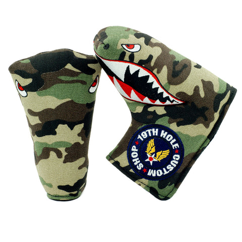 Camouflage Canvas Fighter Plane Blade & Mid Mallet Putter Head Cover  | 19th Hole Custom Shop