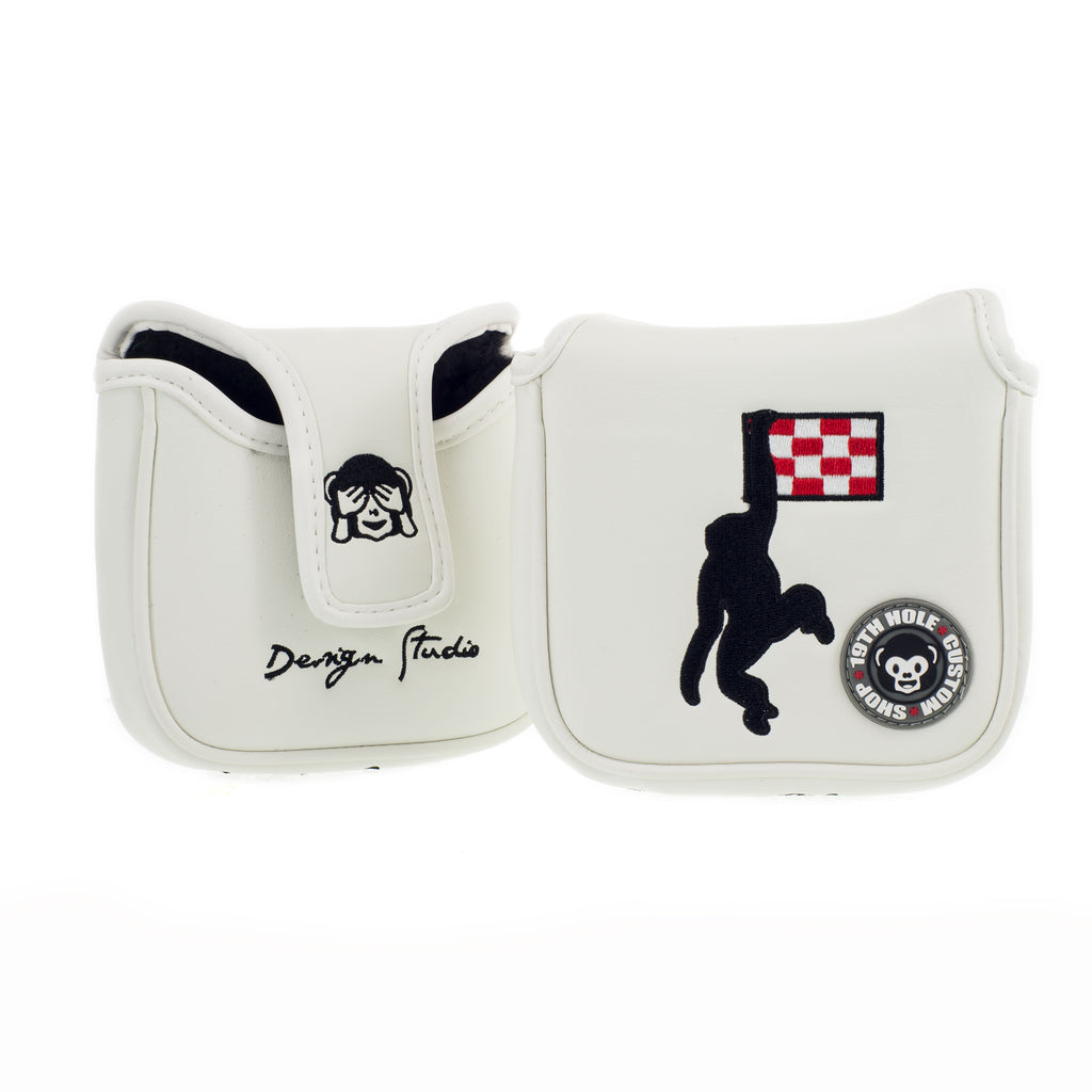 White Dancing Monkey Mallet Putter Head cover | 19th Hole Custom Shop