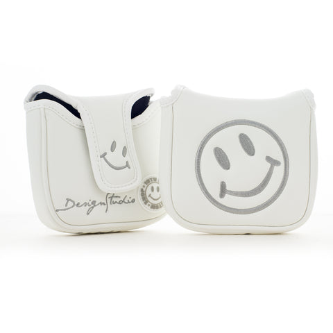 White Smile Face Mallet Putter Head cover | 19th Hole Custom Shop