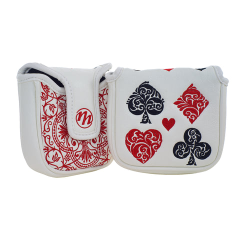 White Playing Card Golf Mallet Putter Headcover | 19th Hole Custom Shop