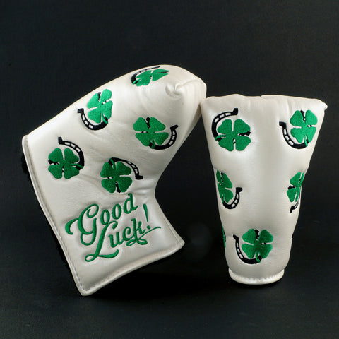 White Clover & Horseshoe Blade & Mid Mallet Putter Head Cover | 19th Hole Custom Shop