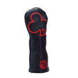 Black Playing Card Clubs golf Hybrid Head cover - 19thHoleCustomShop