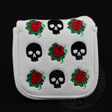 White Skull & Roses Cobra Mallet Putter Head cover  | 19th Hole Custom Shop