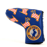 Blue US Flag Dancing Scottie Dog Scotty Cameron Blade and Mid Mallet Putter Head Cover | 19th Hole Custom Shop