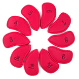 10 pc/Set PU Skull Golf Iron Club Head cover, Red