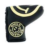 Black Smile Face Blade and Midsize Mallet Putter Head Cover, Be Happy | 19th Hole Custom Shop