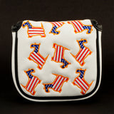 White US Flag Scottie Dog Scotty Cameron Mallet Putter Head cover | 19th Hole Custom Shop