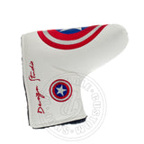 White Captain America TaylorMade Blade and Mid Mallet Putter Head Cover | 19th Hole Custom Shop