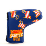 Blue US Flag Dancing Scottie Dog Odyssey Blade and Mid Mallet Putter Head Cover | 19th Hole Custom Shop