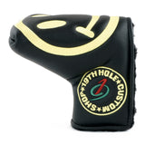Black Smile Face Blade and Midsize Mallet Putter Head Cover, Logo View | 19th Hole Custom Shop