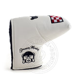White Dancing Monkey Cobra Blade & Mid Mallet Putter Head cover | 19th Hole Custom Shop