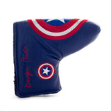 Blue Captain America TaylorMade Blade & Mid Mallet Putter Head Cover | 19th Hole Custom Shop
