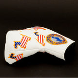 White US Flag Dancing Scottie Magnetic Dog Blade & Mid Mallet Putter Head Cover | 19th Hole Custom Shop