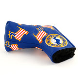 Blue US Flag Dancing Scottie Dog Magnetic Blade and Mid Mallet Putter Head Cover | 19th Hole Custom Shop