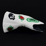 White Skull and Roses Odyssey Blade & Mid Mallet Putter head Cover | 19th Hole Custom Shop