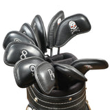 10 pc/Set PU Skull Golf Iron Club Head cover, Black